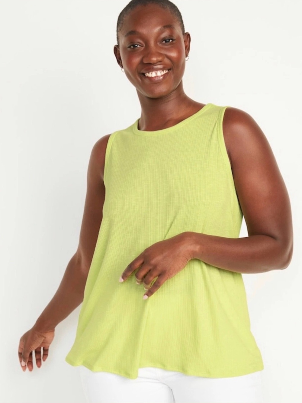 Lime Green Ribbed Tank Top Sleeveless | XXL Tall